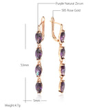 Geometric Purple Zircon Tassel Pendant Earrings 585 Women Long Dangle Jewelry