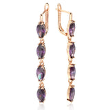 Geometric Purple Zircon Tassel Pendant Earrings 585 Women Long Dangle Jewelry