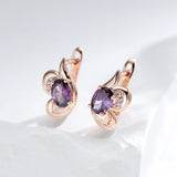Purple Zircon 585 Drop Earrings for Women Party Accessories