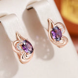 Purple Zircon 585 Drop Earrings for Women Party Accessories