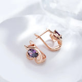Purple Zircon 585 Drop Earrings for Women Party Accessories