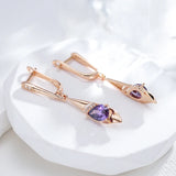 Purple Zircon Geometric Drop Earrings for Women