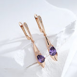 Purple Zircon Geometric Drop Earrings for Women