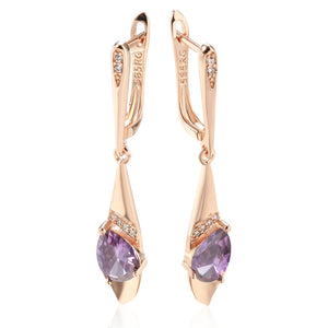 Purple Zircon Geometric Drop Earrings for Women