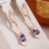 Purple Zircon Geometric Drop Earrings for Women