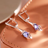 Purple Zircon Geometric Drop Earrings for Women