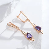 Purple Zircon Geometric Drop Earrings for Women