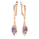Purple Zircon Geometric Drop Earrings for Women