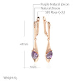 Purple Zircon Geometric Drop Earrings for Women