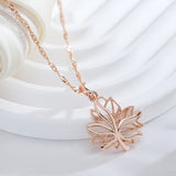 Smooth Maple Leaf Pendant 585 Plated Women Necklace Choker Chain Jewelry