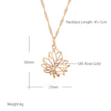 Smooth Maple Leaf Pendant 585 Plated Women Necklace Choker Chain Jewelry