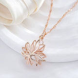 Smooth Maple Leaf Pendant 585 Plated Women Necklace Choker Chain Jewelry