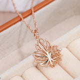 Smooth Maple Leaf Pendant 585 Plated Women Necklace Choker Chain Jewelry