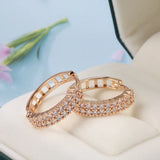 Square Hollow Zircon Hoop Earrings 585 Classic Wedding Jewelry