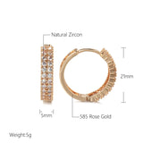 Square Hollow Zircon Hoop Earrings 585 Classic Wedding Jewelry
