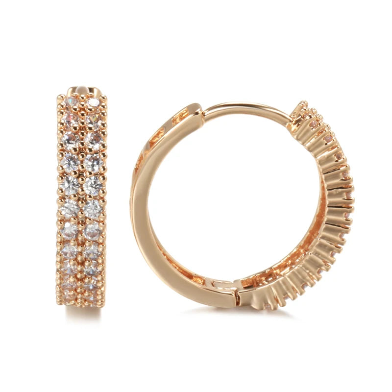 Square Hollow Zircon Hoop Earrings 585 Classic Wedding Jewelry