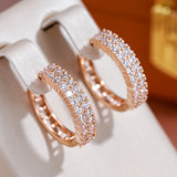 Square Hollow Zircon Hoop Earrings 585 Classic Wedding Jewelry