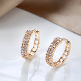 Square Hollow Zircon Hoop Earrings 585 Classic Wedding Jewelry
