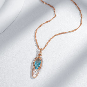 Silver Double Geometric Zircon Pendant Necklace for Women