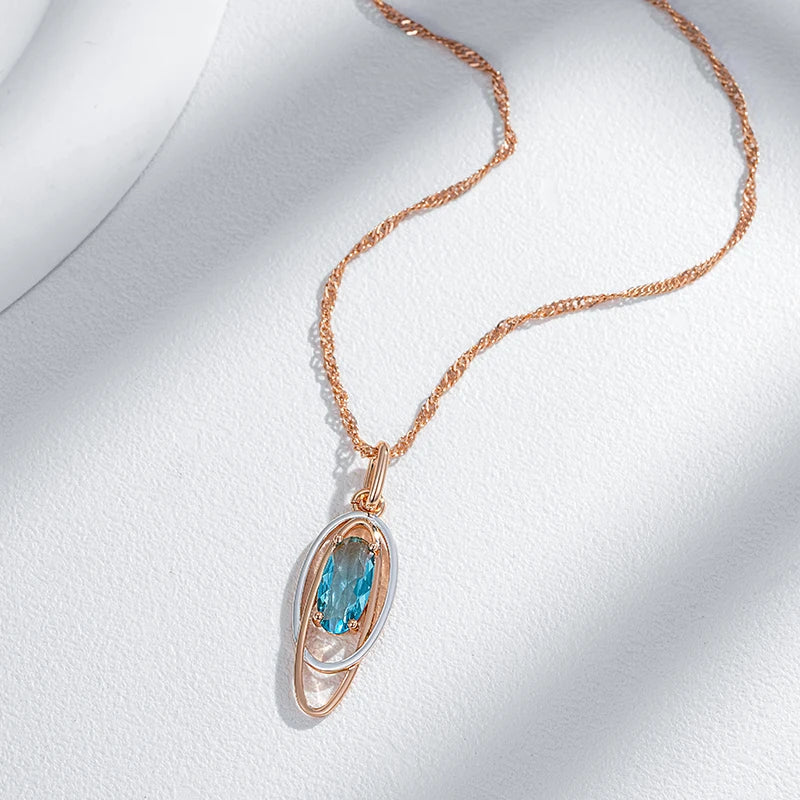 Silver Double Geometric Zircon Pendant Necklace for Women