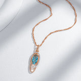 Silver Double Geometric Zircon Pendant Necklace for Women