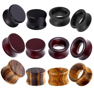 2g 0g 00g Wood Flesh Tunnels Stretchers Double Flared Ear Plugs Gauges