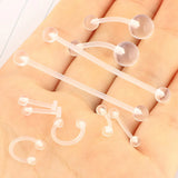 Flexible Acrylic Bioflex Retainer 16G 14G Nose Cartilage Stud Belly Button Rings
