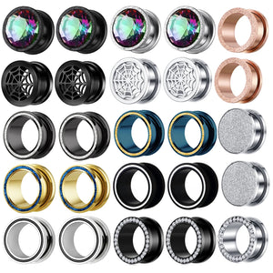 Surgical Steel Ear Lobe Stretcher Screw Flesh Tunnel Crystal Zircon Tragus Earri