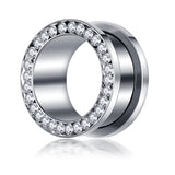 Surgical Steel Ear Lobe Stretcher Screw Flesh Tunnel Crystal Zircon Tragus Earri