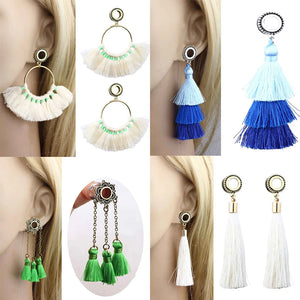 Woman Dangle Ear Gauges Screw Piercing Plug Tunnels Earrings