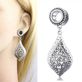 Woman Dangle Ear Gauges Screw Piercing Plug Tunnels Earrings