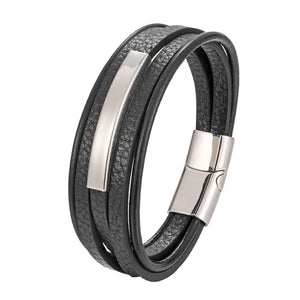 Punk Style Stainless Steel Bracelet Leather Male Bangles Men's Jewelry