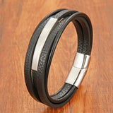 Punk Style Stainless Steel Bracelet Leather Male Bangles Men's Jewelry