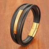 Punk Style Stainless Steel Bracelet Leather Male Bangles Men's Jewelry
