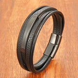 Punk Style Stainless Steel Bracelet Leather Male Bangles Men's Jewelry