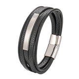 Punk Style Stainless Steel Bracelet Leather Male Bangles Men's Jewelry