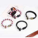 Navy Wind Pirate Alloy Metal Nylon Rope Bracelet Men