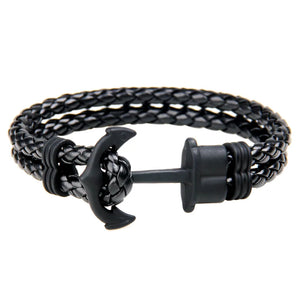 Navy Wind Pirate Alloy Metal Nylon Rope Bracelet Men