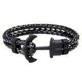 Navy Wind Pirate Alloy Metal Nylon Rope Bracelet Men
