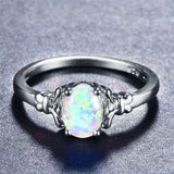 Boho Fire Opal Ring Silver Wedding Ring
