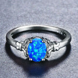 Boho Fire Opal Ring Silver Wedding Ring