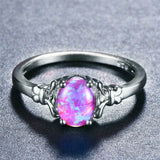 Boho Fire Opal Ring Silver Wedding Ring