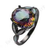 Large Rainbow Opal Band 10KT Filled Engagement Ring
