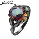 Large Rainbow Opal Band 10KT Filled Engagement Ring