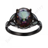 Large Rainbow Opal Band 10KT Filled Engagement Ring