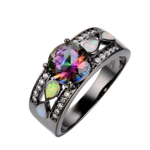 Rainbow Opal CZ 10KT Filled Engagement Ring RB0264