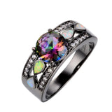 Rainbow Opal CZ 10KT Filled Engagement Ring RB0264