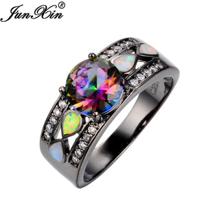 Rainbow Opal CZ 10KT Filled Engagement Ring RB0264
