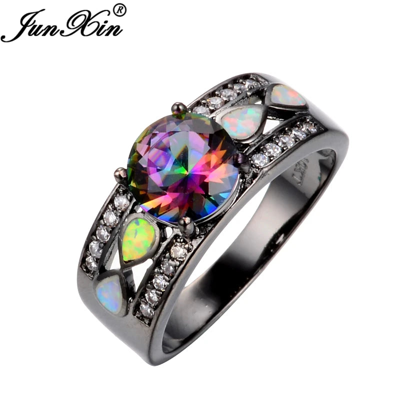 Rainbow Opal CZ 10KT Filled Engagement Ring RB0264