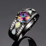 Rainbow Opal CZ 10KT Filled Engagement Ring RB0264